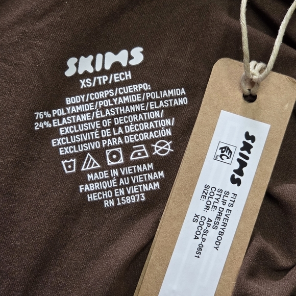 Skims FITS EVERYBODY Slip Dress Cocoa Brown Dress XSMALL NWT - Picture 5 of 6